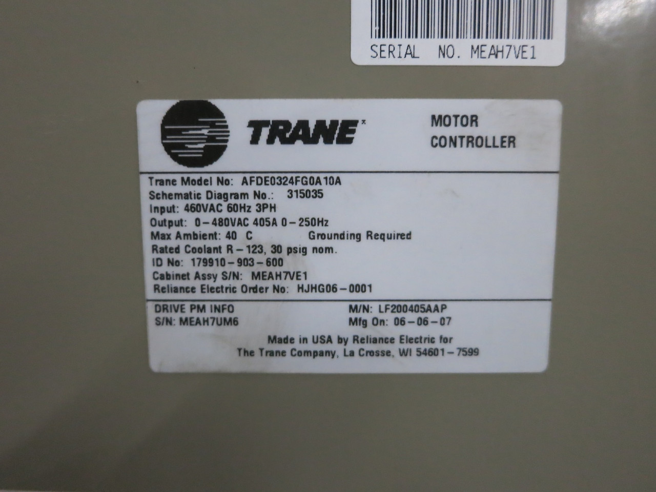 Trane Adaptive Frequency Drive Chiller Motor Control 337kVA